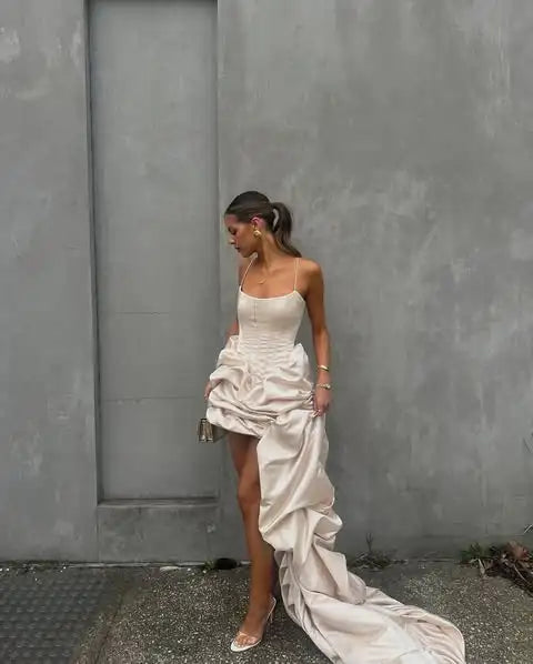 Seraphina - Ruched Asymmetrical Dress with Corset
