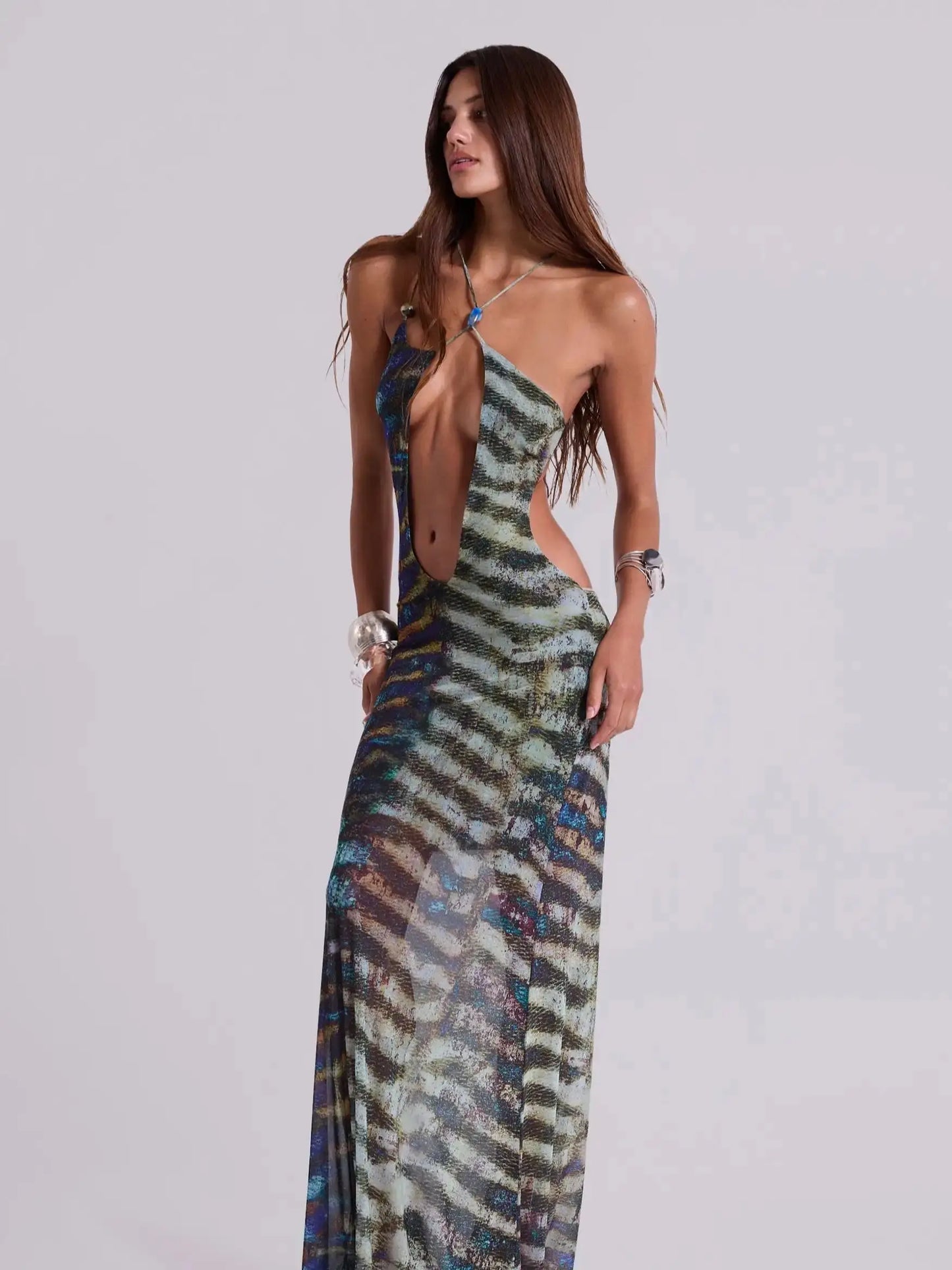 Bria - Bohemian Mirage Halter Dress