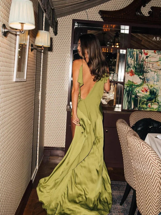 Olive - Reverie Silk Slip Gown
